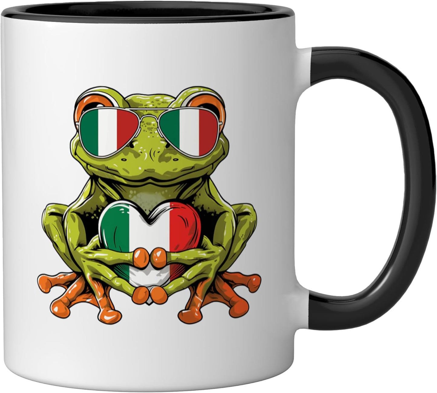 Taza cerámica bandera de Italia negra/blanca