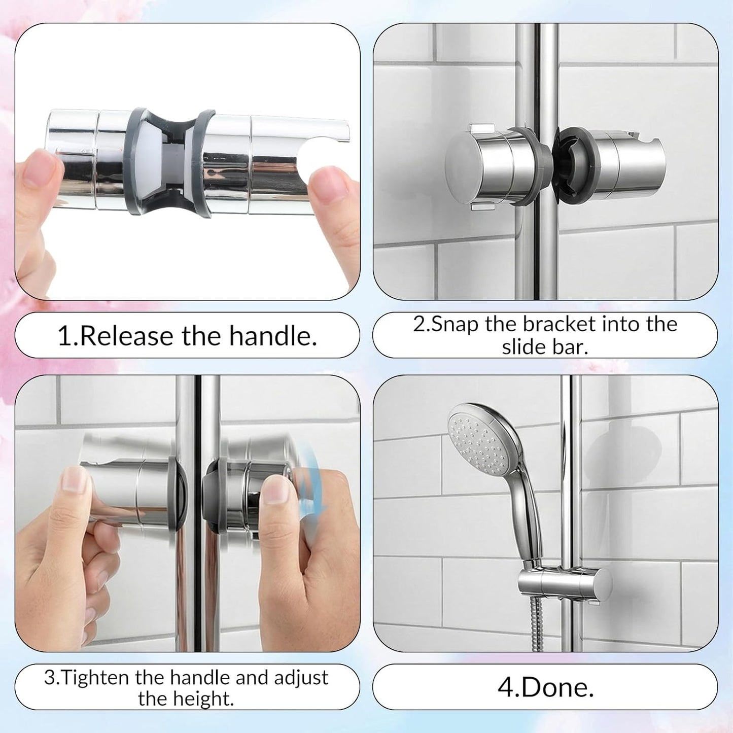 Soporte varilla ducha ajustable 0.71-1.00pulg rotación 360