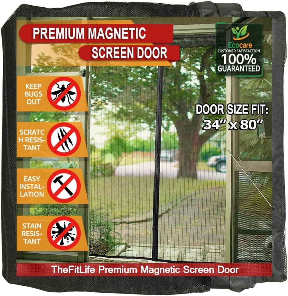 Puerta mosquitera magnética malla resistente 36x81pulg