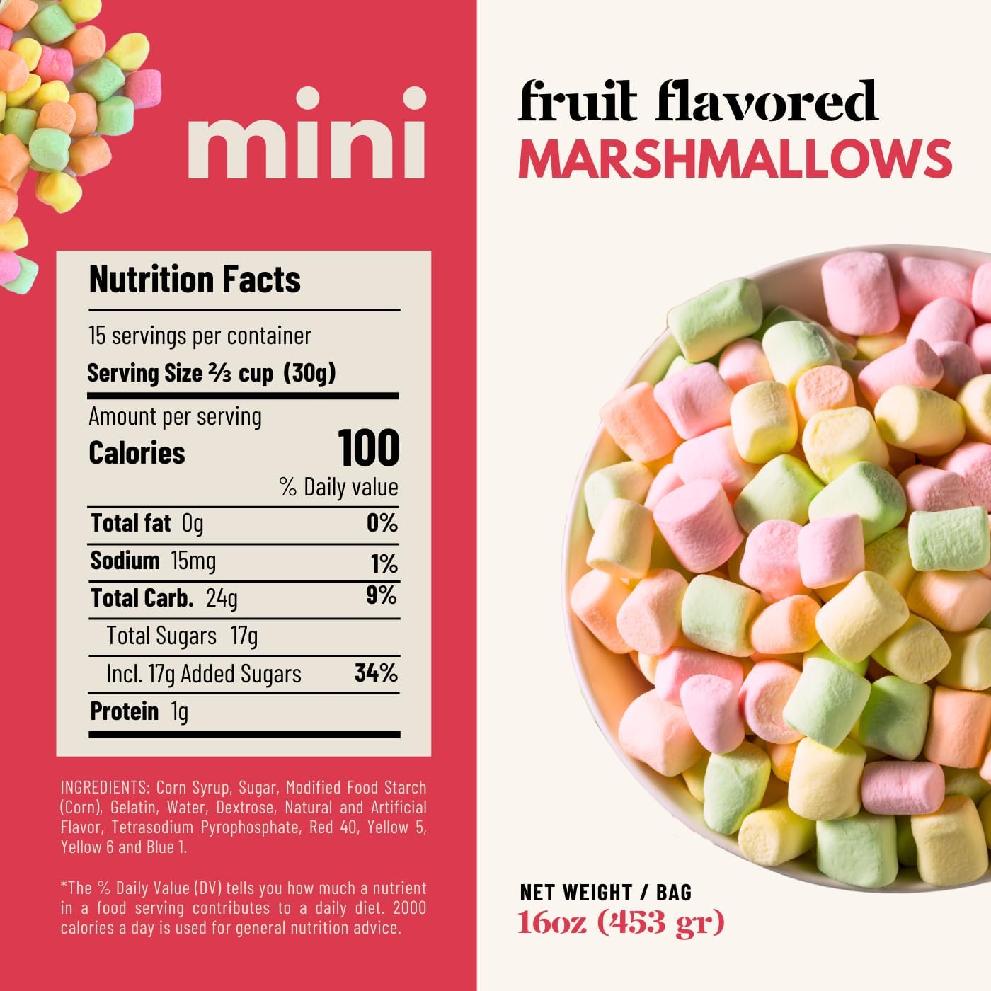 Mini malvaviscos con sabor a fruta de Pascua sin gluten 2 bolsas