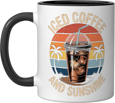 Taza cerámica para amante del café helado con dibujo divertido negro/blanco