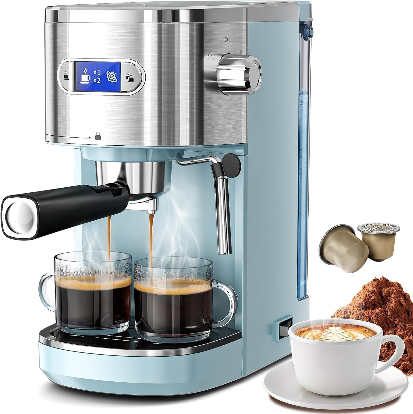 Máquina Espresso 20 Bar Espumador Leche Tanque 40oz