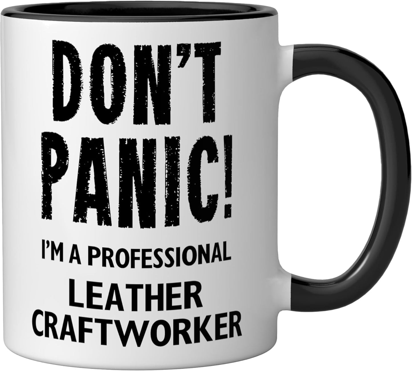 Taza Cerámica para Artesanos en Cuero Negro/Blanco