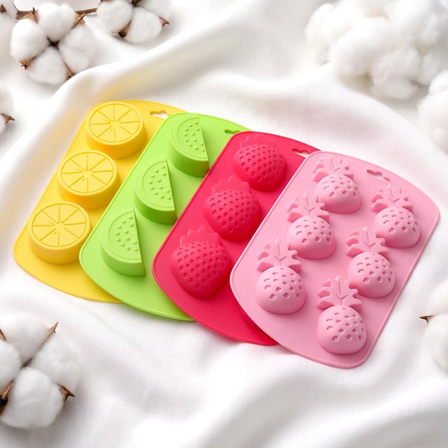 Set 4 Moldes Silicón Frutas Gomitas Chocolate Gelatina