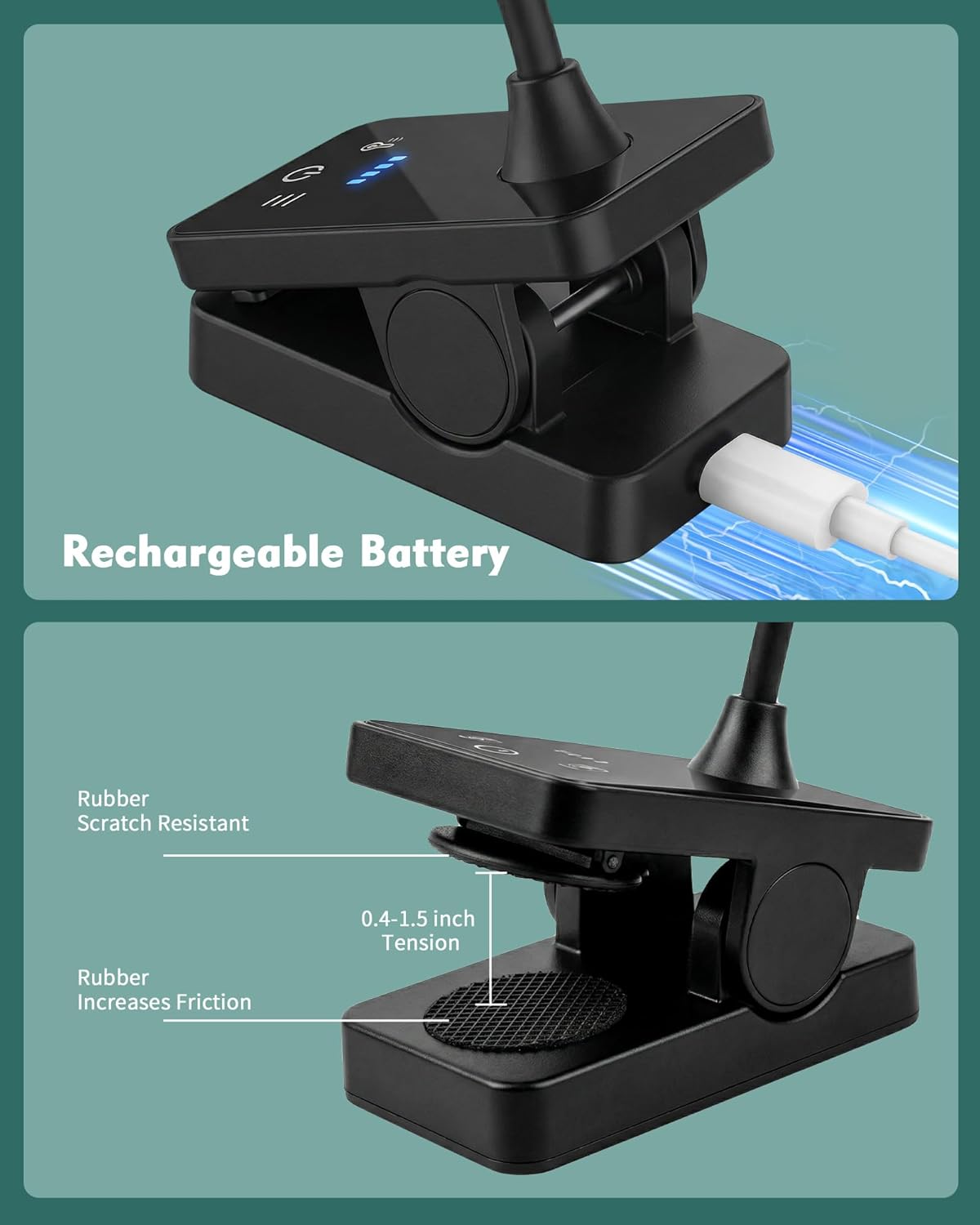 Luz caballete recargable con 4 modos y 3 brillos