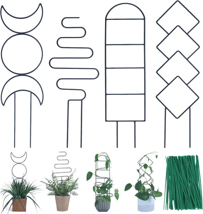 Enrejado metal jardín 16pulg soporte plantas trepadoras set 4