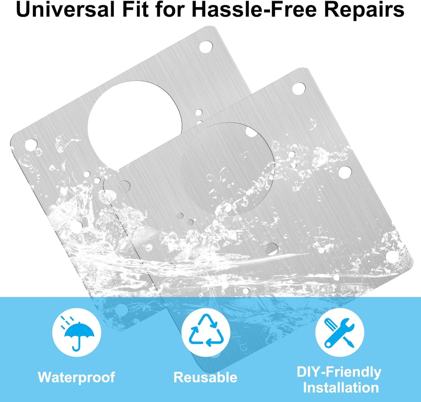 Placa reparación bisagra acero inox 2 Pzas con tornillos