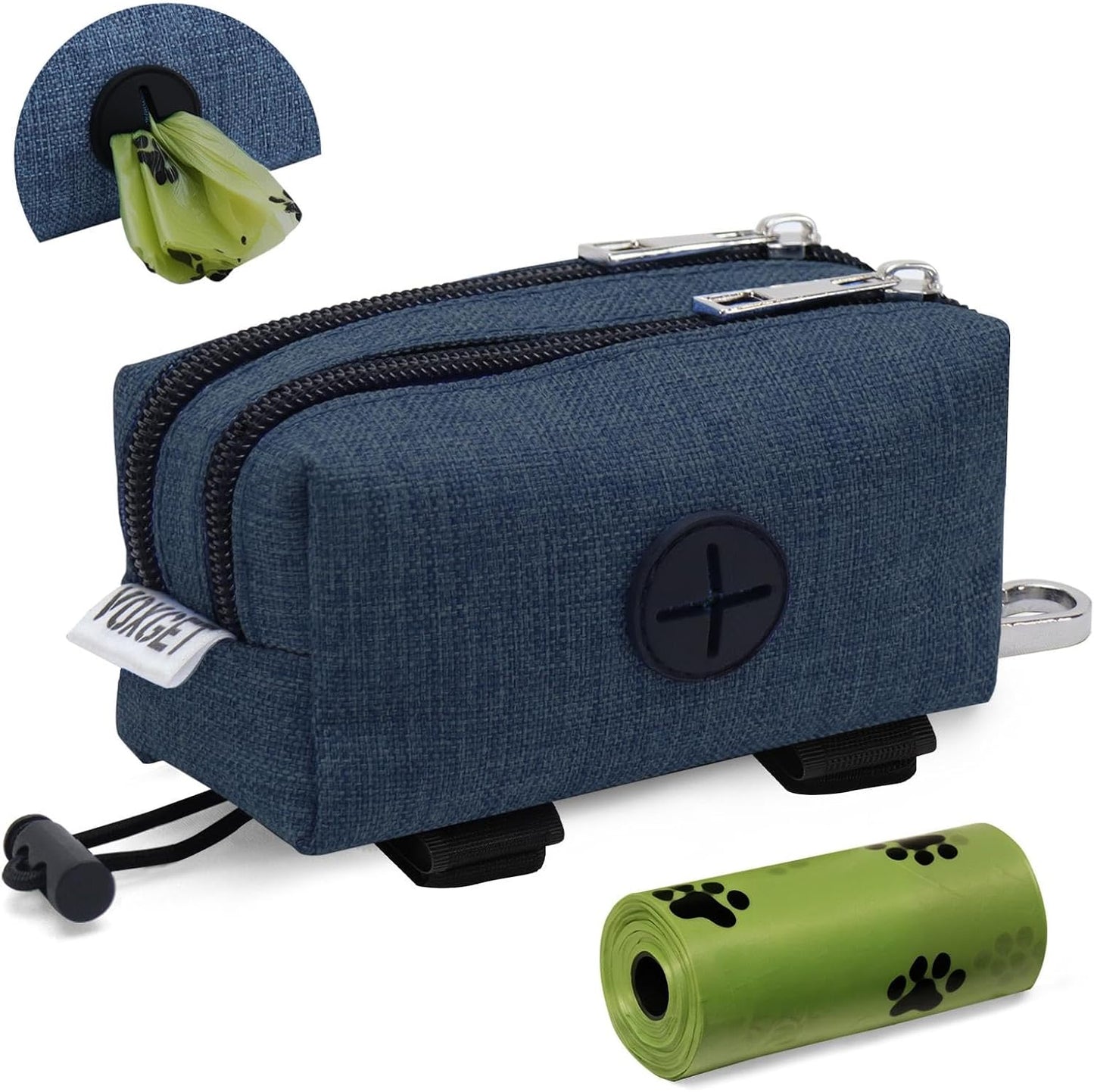 Soporte bolsas excrementos perros con 2 bolsillos y clip