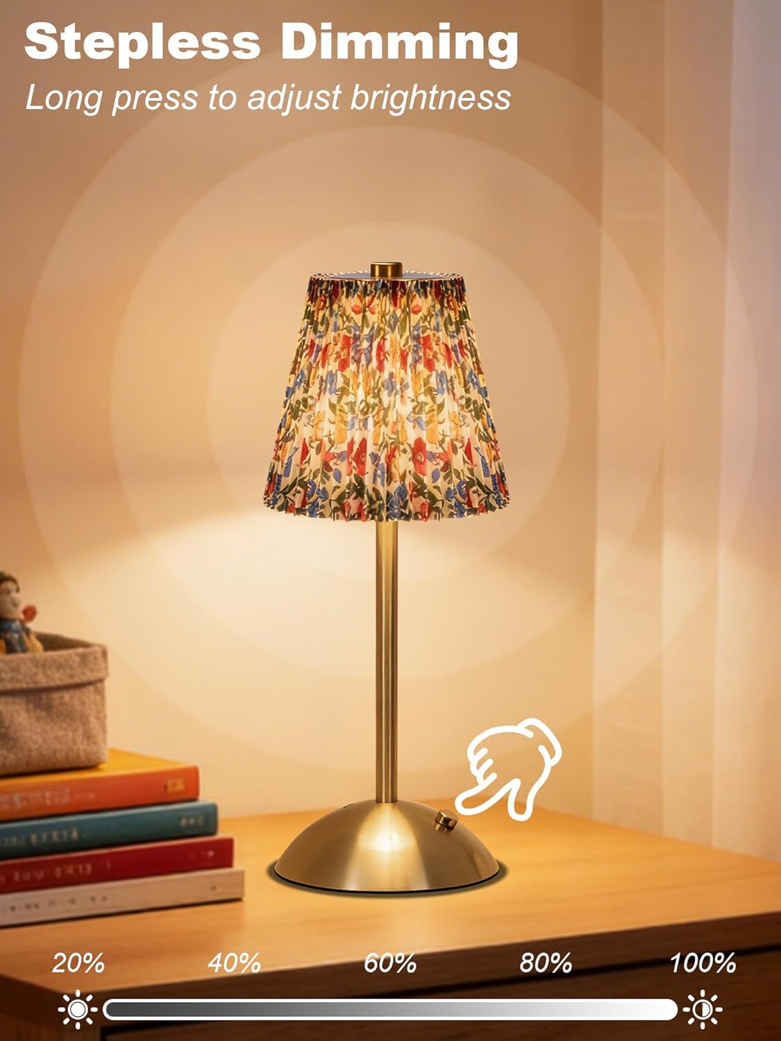 Lámpara mesa inalámbrica LED táctil 3 colores regulable