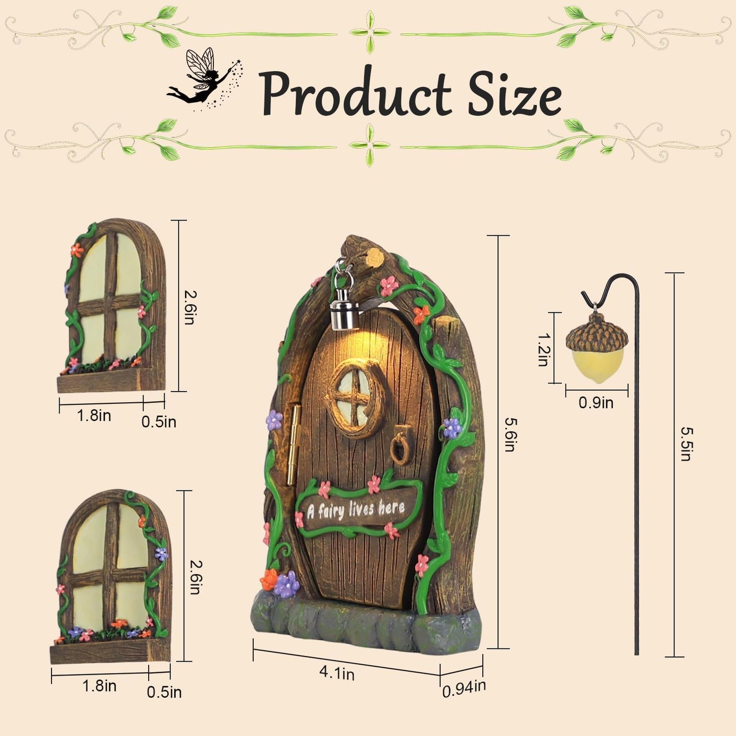 Kit 4 Pzas Puertas Ventanas Haditas Brillan Oscuridad Jardín