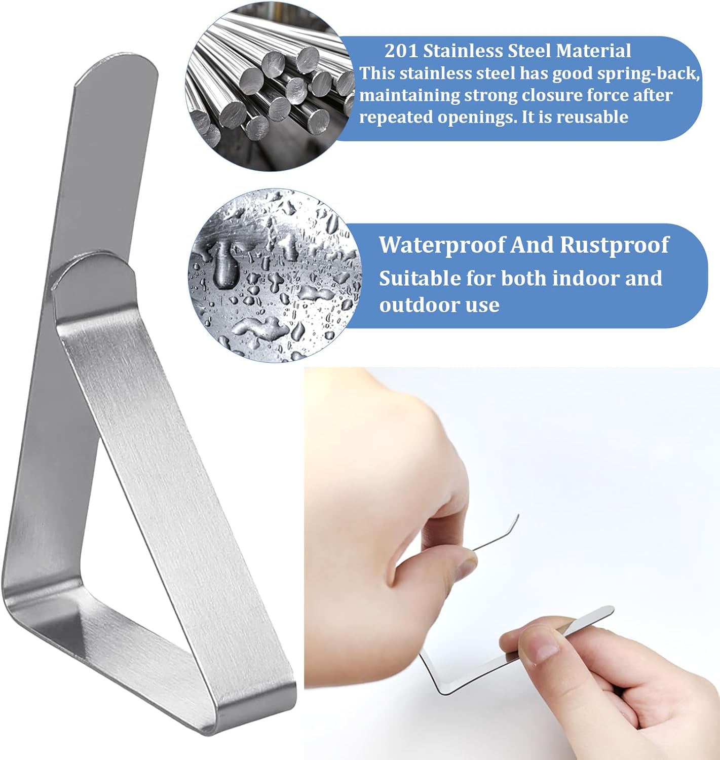 24 Clips Acero Inox para Manteles Mesa Picnic Camping Boda