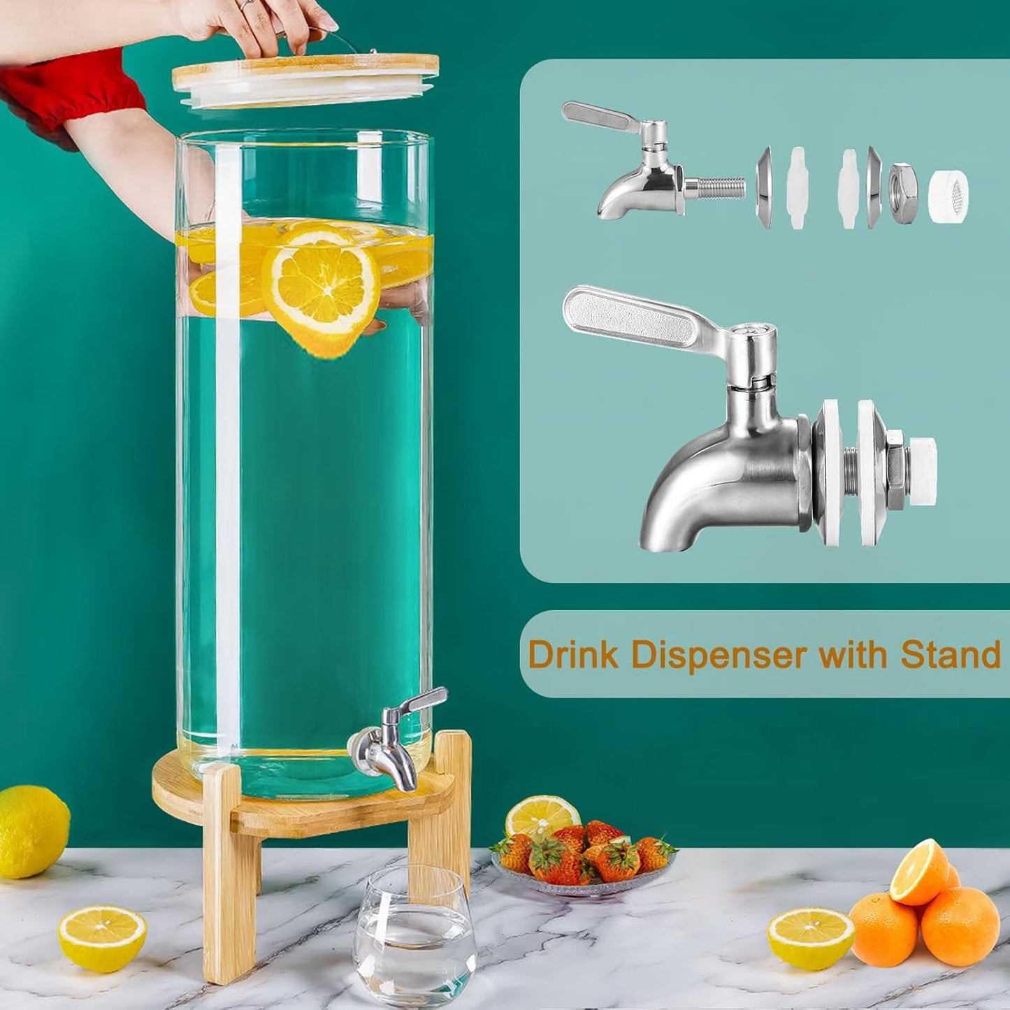 Dispensador bebidas 3.6gal vidrio con espita