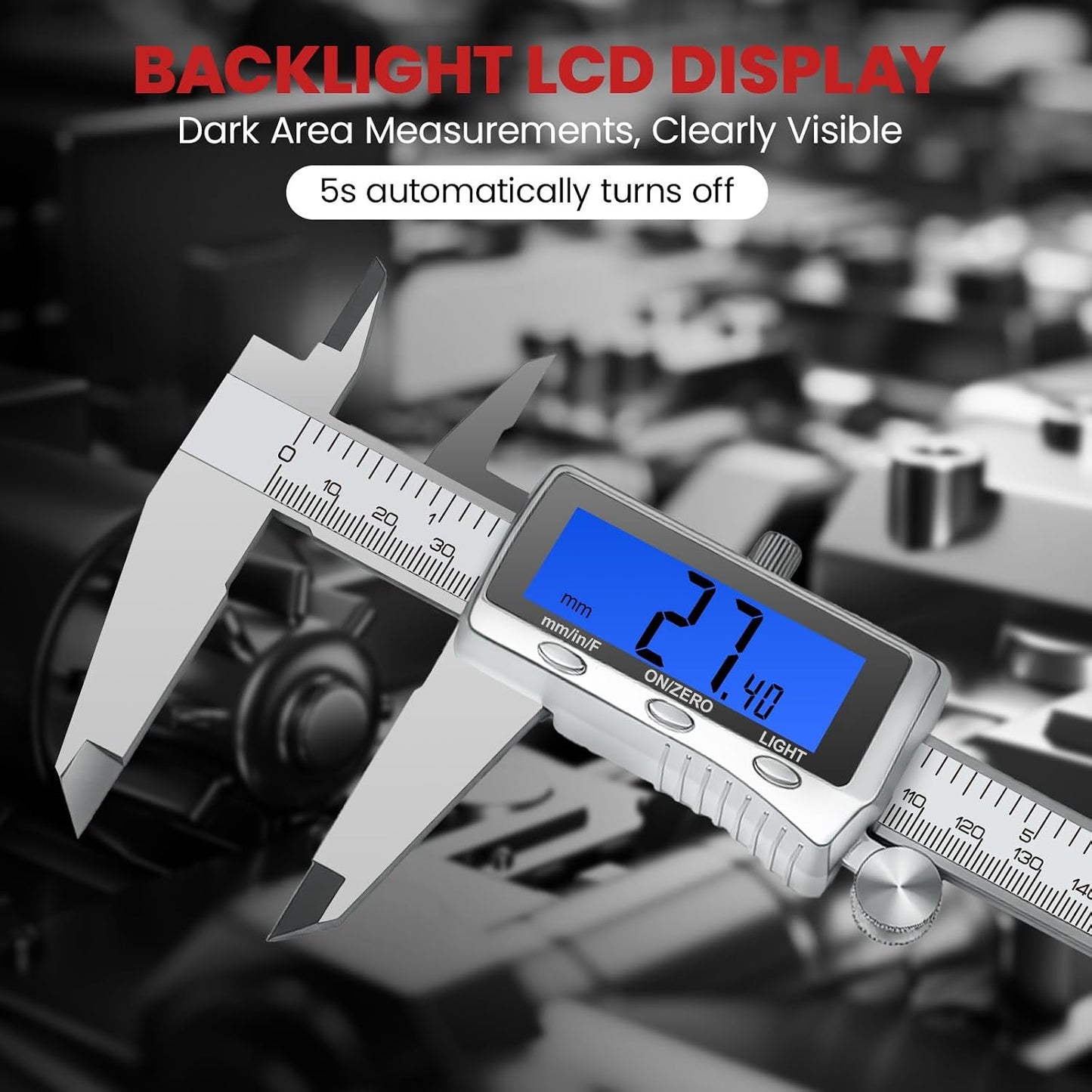Calibrador digital 12pulg LCD retroiluminada para joyería