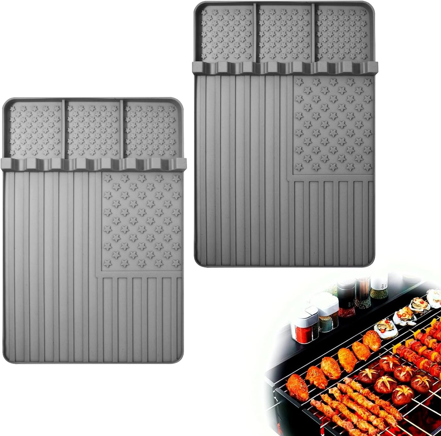 2 Pzas Utensilios Silicona para Plancha y Parrilla Gris