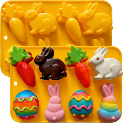 Moldes de Pascua de silicona en forma de conejo para chocolate y bricolaje