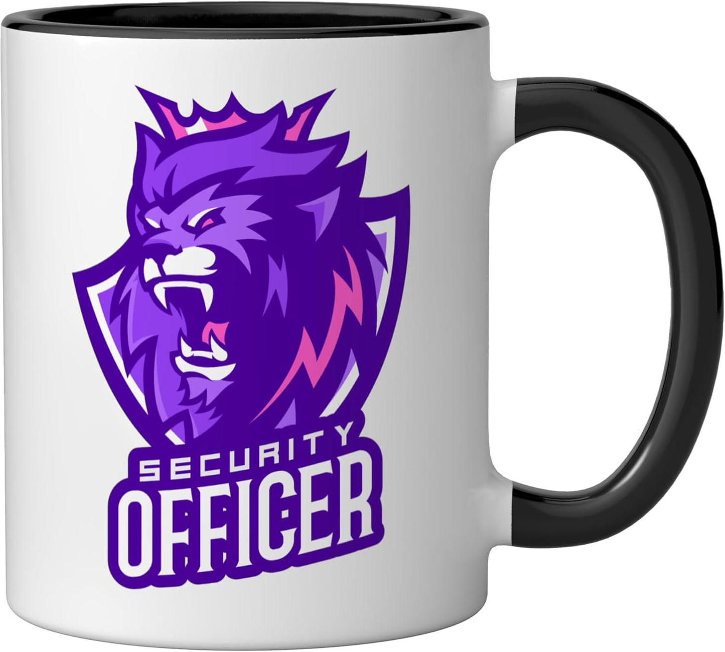 Taza cerámica oficial Furious Lion estilo seguridad negro/blanco
