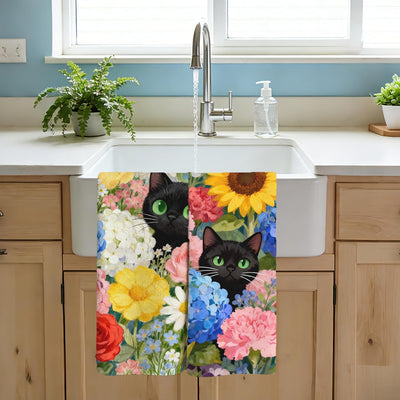 Juego de 2 toallas de cocina con patrón de animales gato multicolor