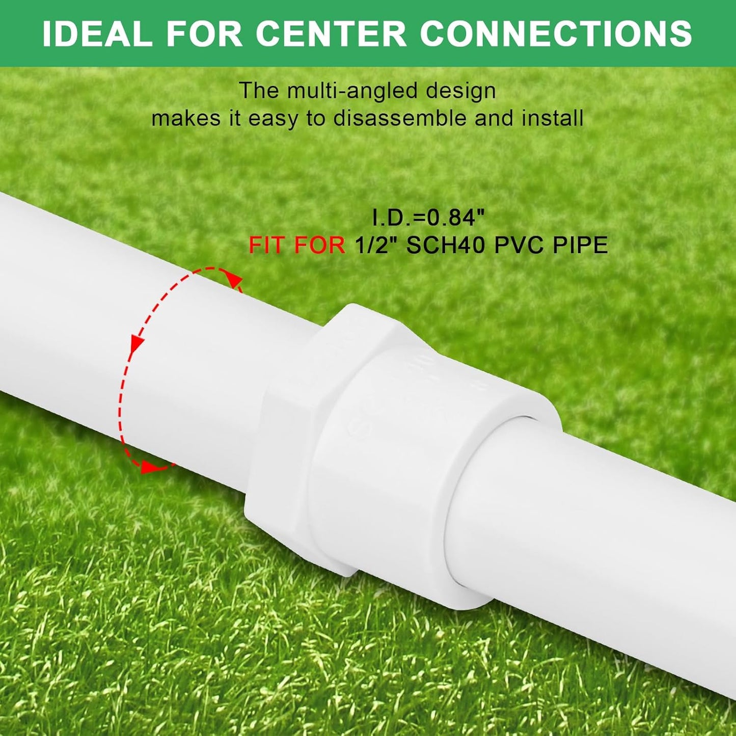 Pack 12 adaptadores PVC 1/2 pulg 2 vías SCH40