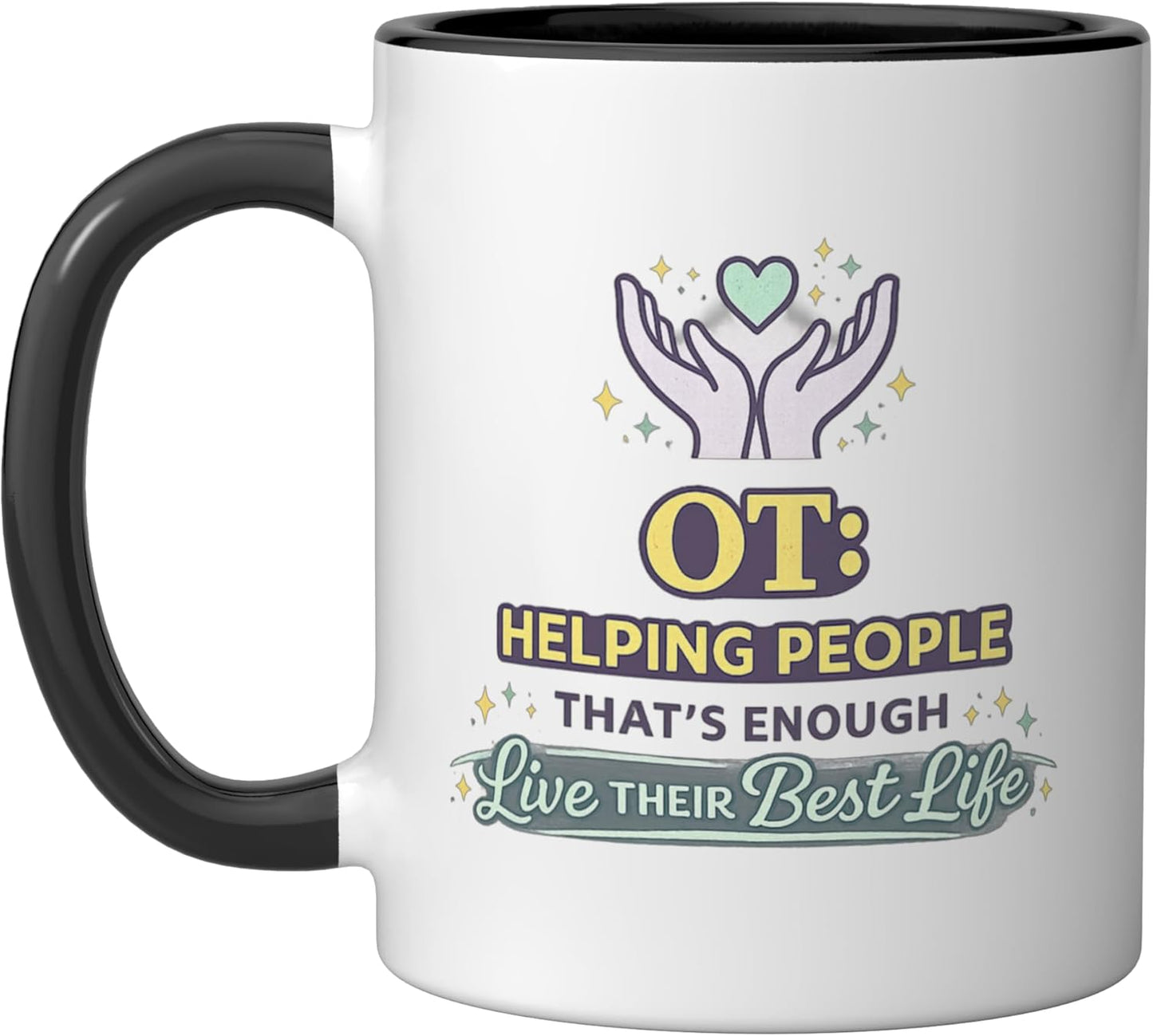 Taza cerámica OT para vivir la vida al máximo en negro y blanco