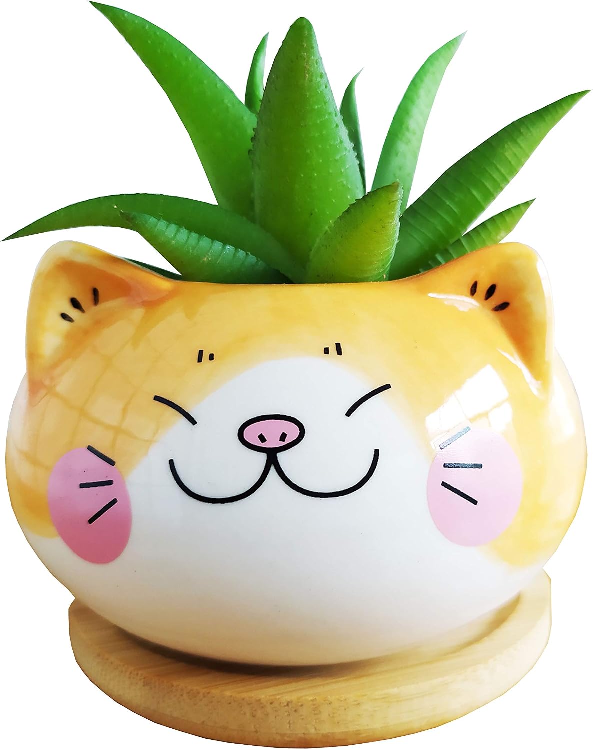Maceta cerámica forma gato 3.5pulg suculentas cactus