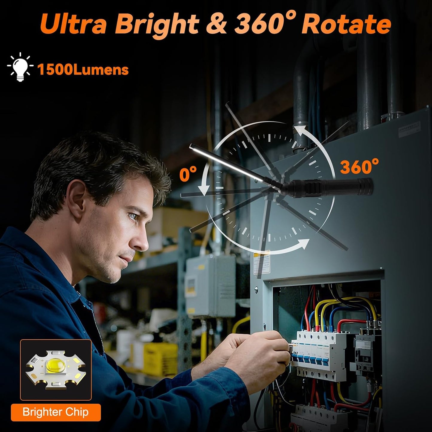 4 Luces Trabajo Magnéticas Aluminio 1500lm LED Recargable 7 Modos