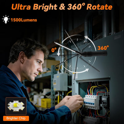4 Luces Trabajo Magnéticas Aluminio 1500lm LED Recargable 7 Modos