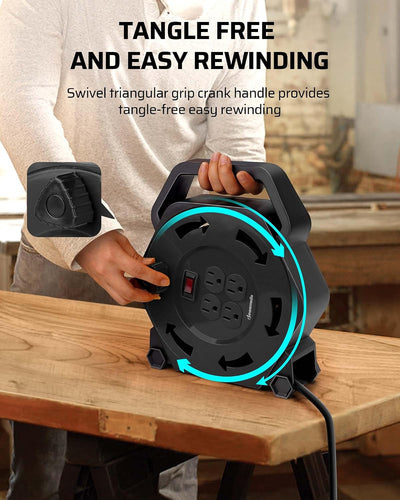 Carrete cable extensión 25ft 16/3 AWG SJTW 13A UL negro