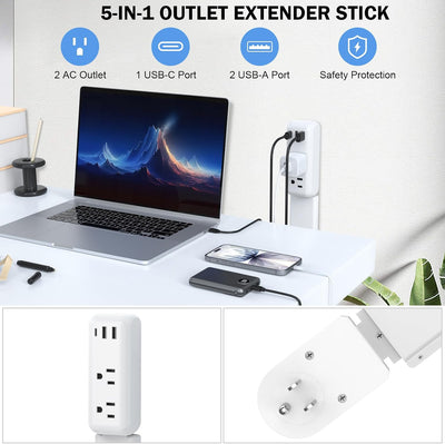 Extensión enchufe giratorio 23-34pulg 2 CA 3 USB