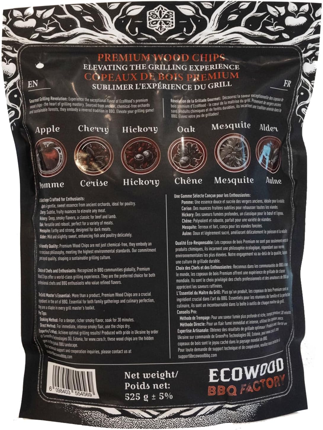 Chips madera ahumada manzana 1.2lb para parrilla
