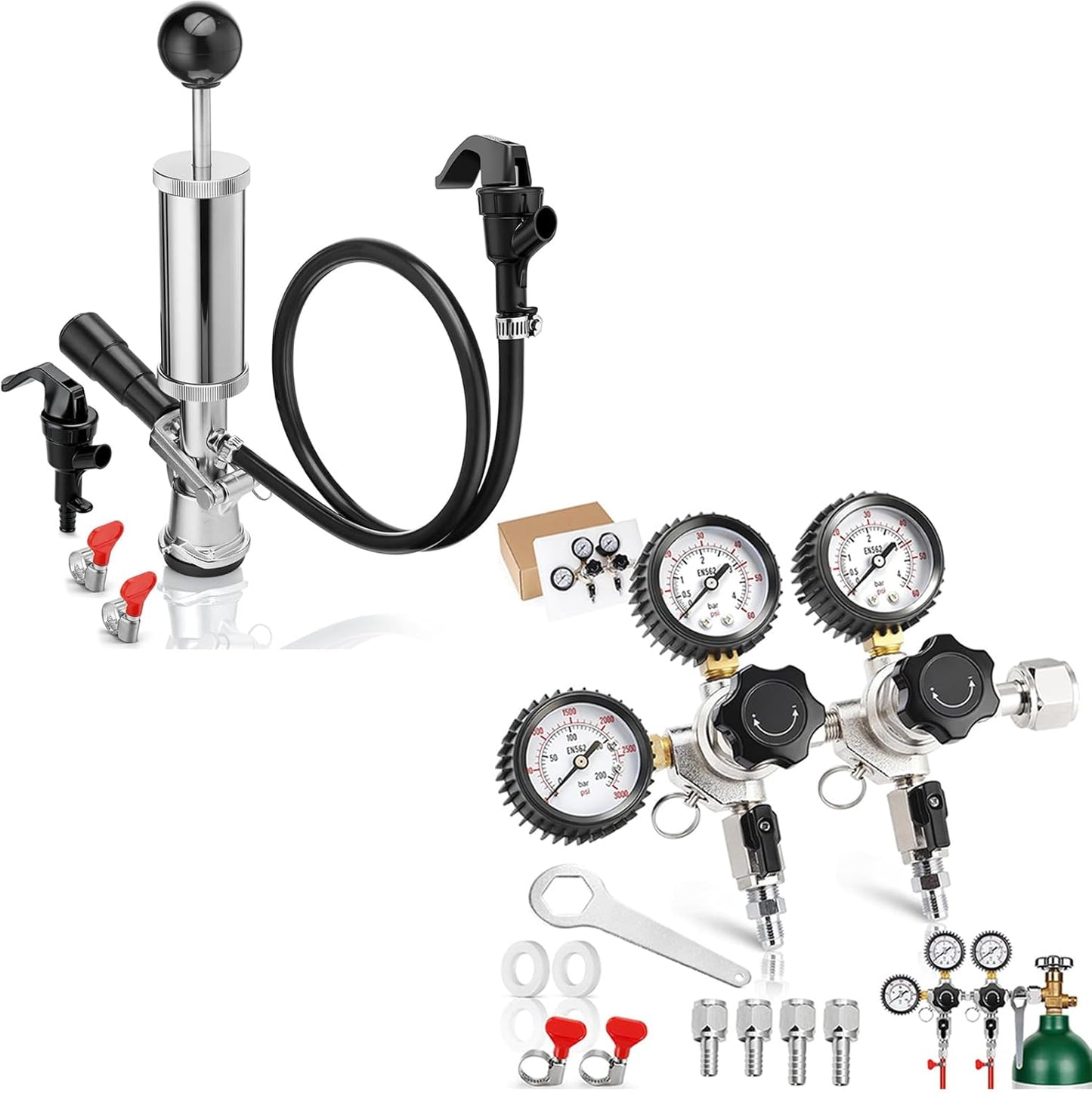 Regulador de CO2 dual para Kegerator con llave y bomba