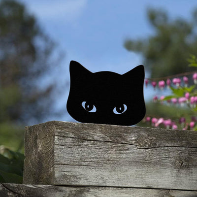 Decoración de gato negro en metal para jardín y patio
