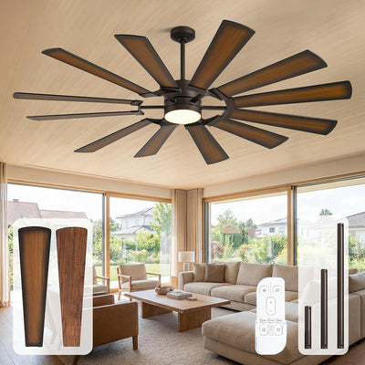 Ventilador techo 62 pulg con luz mando 8095 CFM madera walnut