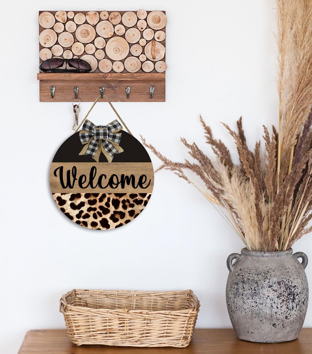 Gancho puerta leopardo colgante 12x12pulg