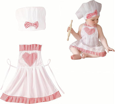 Delantal y sombrero chef bebé para fotos y recién nacidos