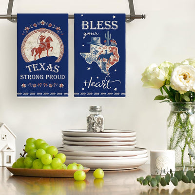 Toalla de cocina de Texas con diseño de flores vaqueras 18 x 26 pulgadas