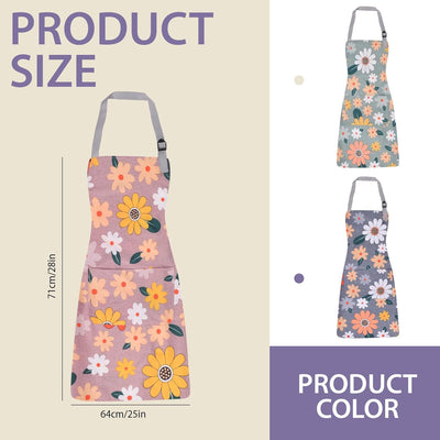 Delantal mujer floral con bolsillos ajustable cocina jardinería