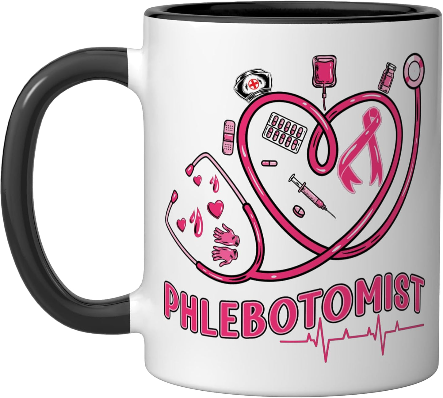 Taza cerámica para enfermero phlebotomista negro/blanco