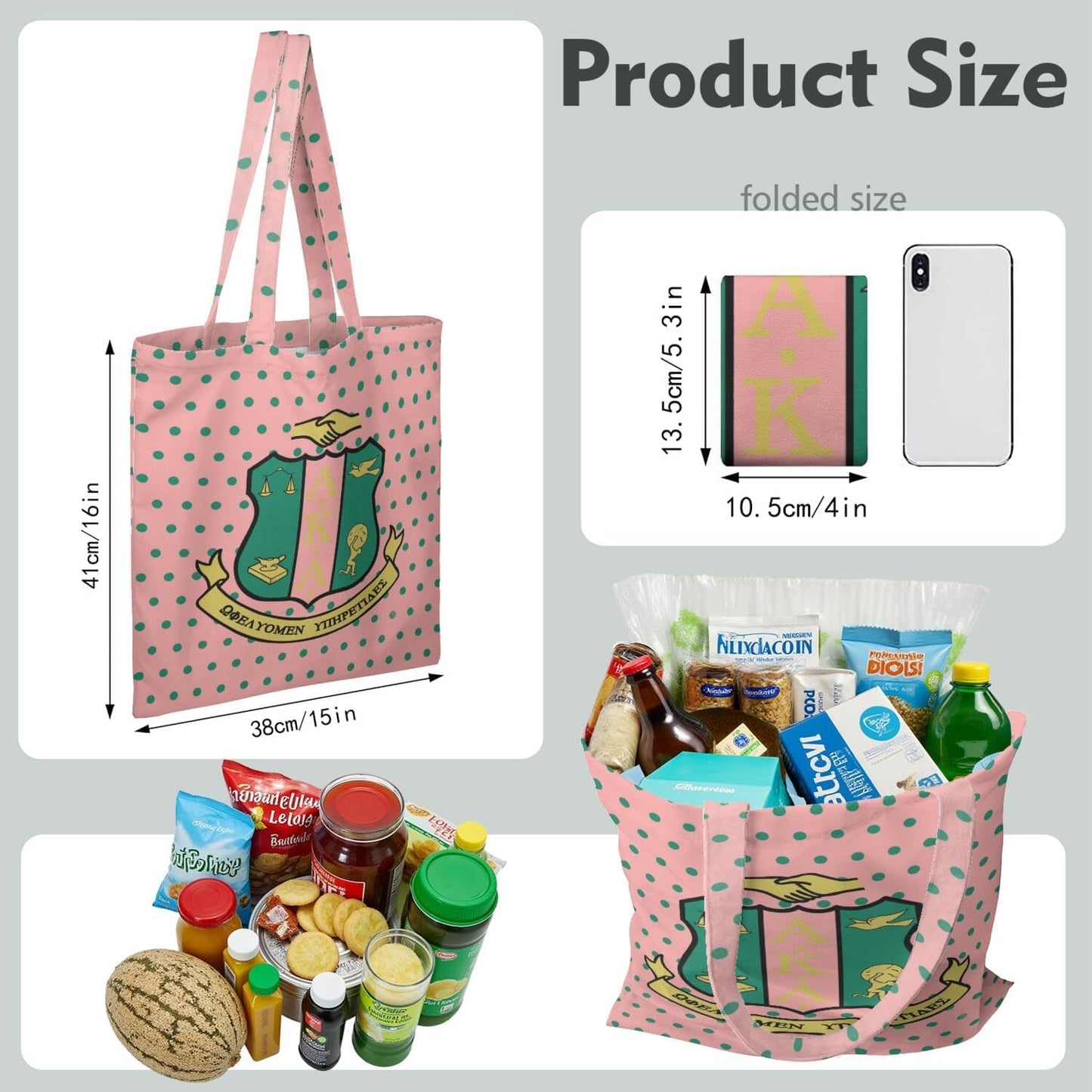 Bolso tote canvas reutilizable para mujer Sorority Gifts