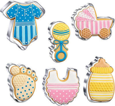 Cortadores galletas acero inox 6 pzas baby shower