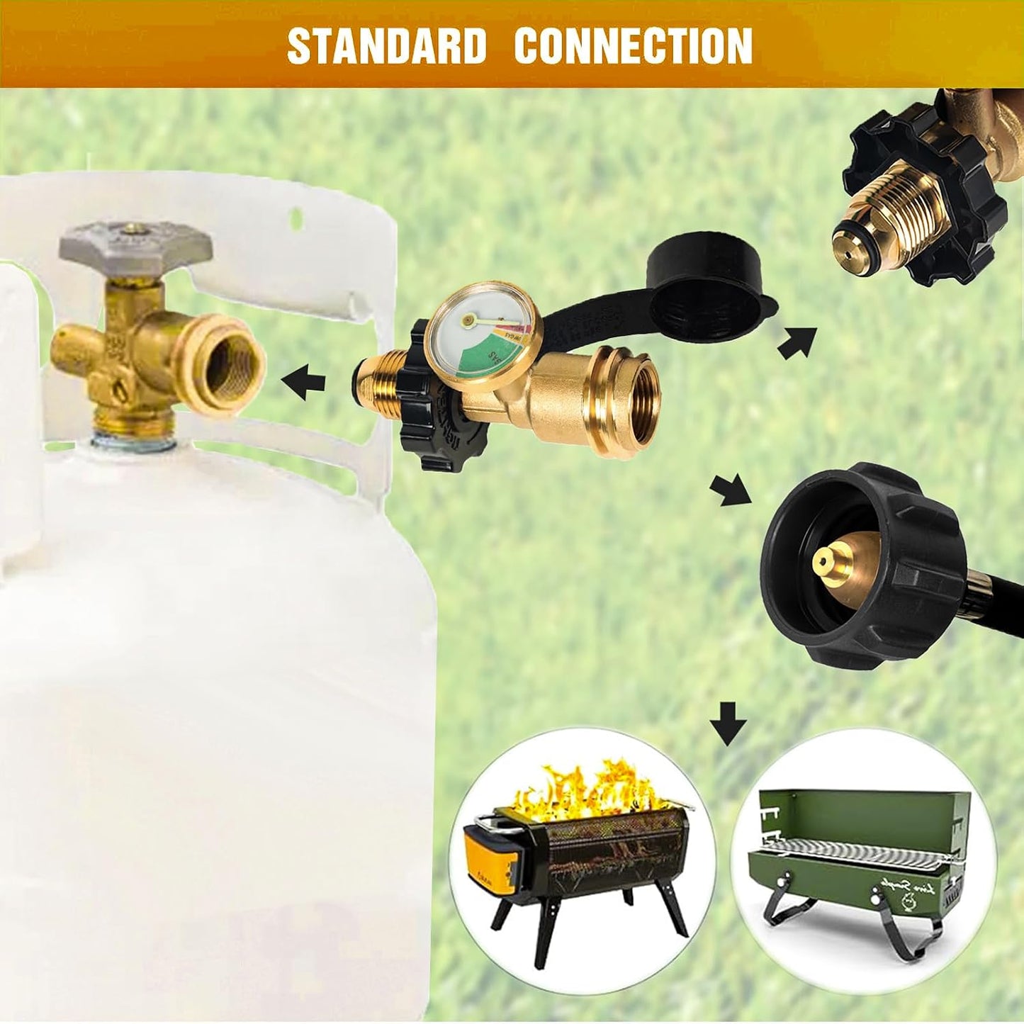 Adaptador propano 100lb universal POL a QCC1 manguera 5-100lb
