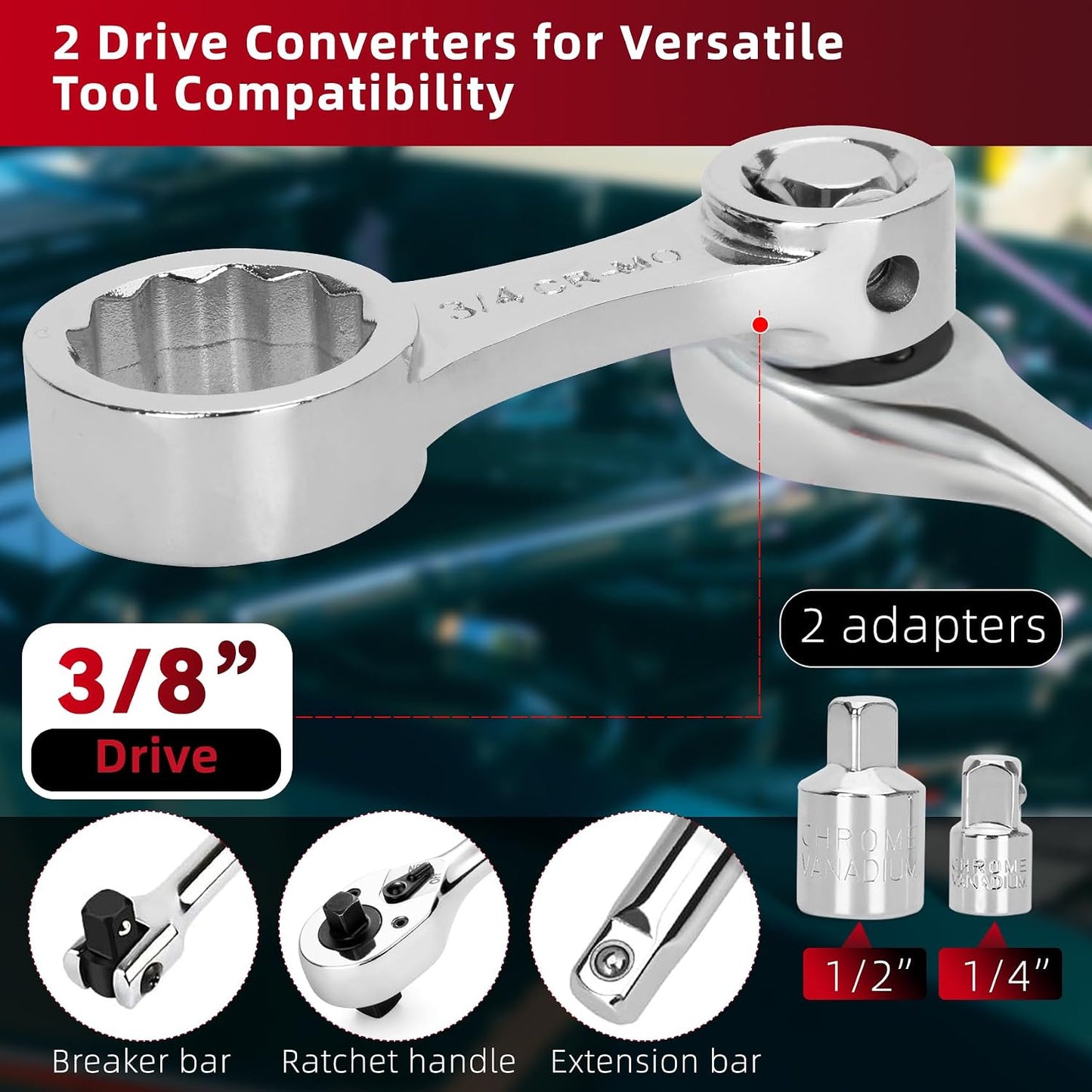 Set 12 adaptadores SAE 5/16-7/8 llave dinamométrica