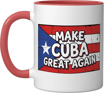 Taza de cerámica vintage con bandera cubana roja y blanca