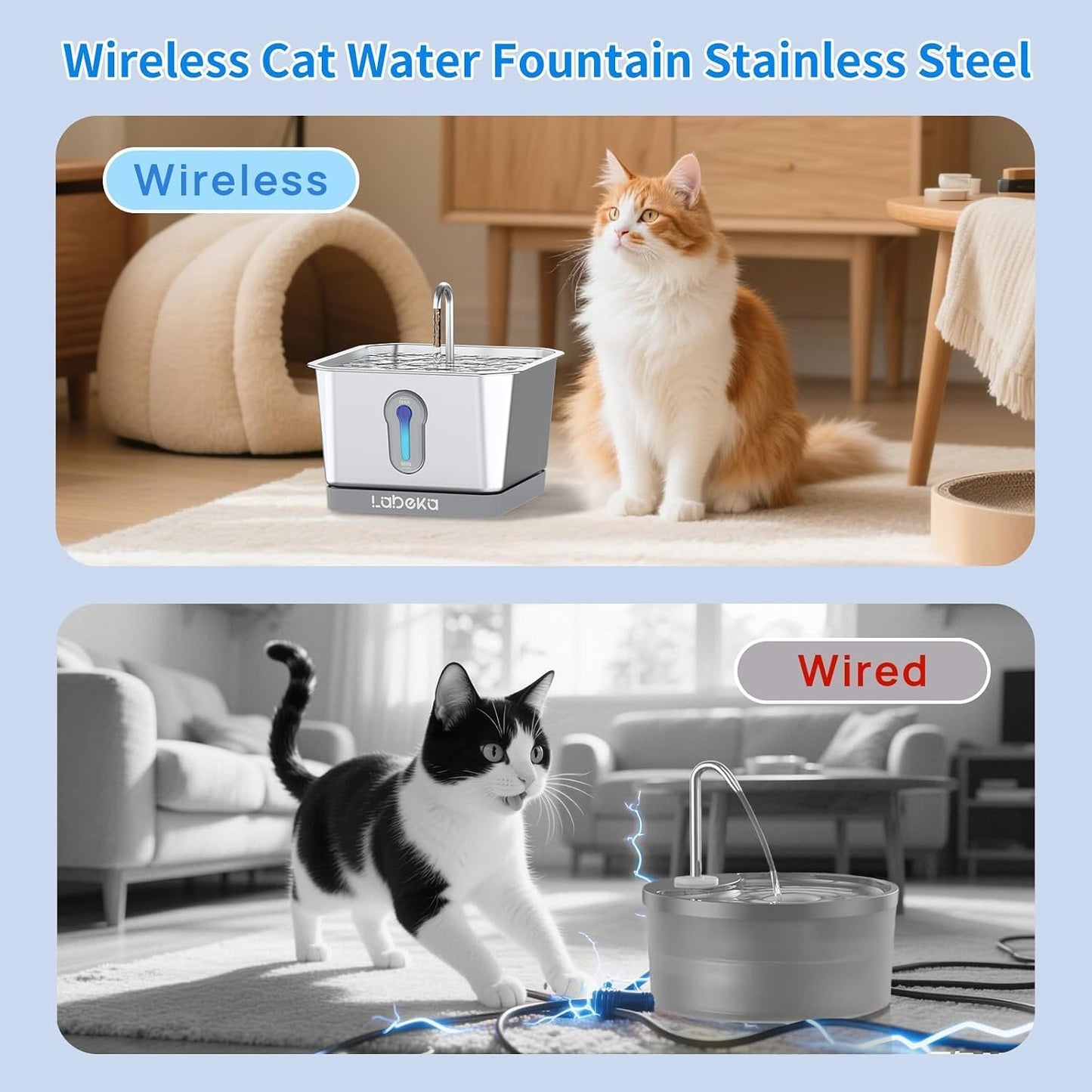 Fuente agua gatos 4L acero inox 304 diseño seguridad