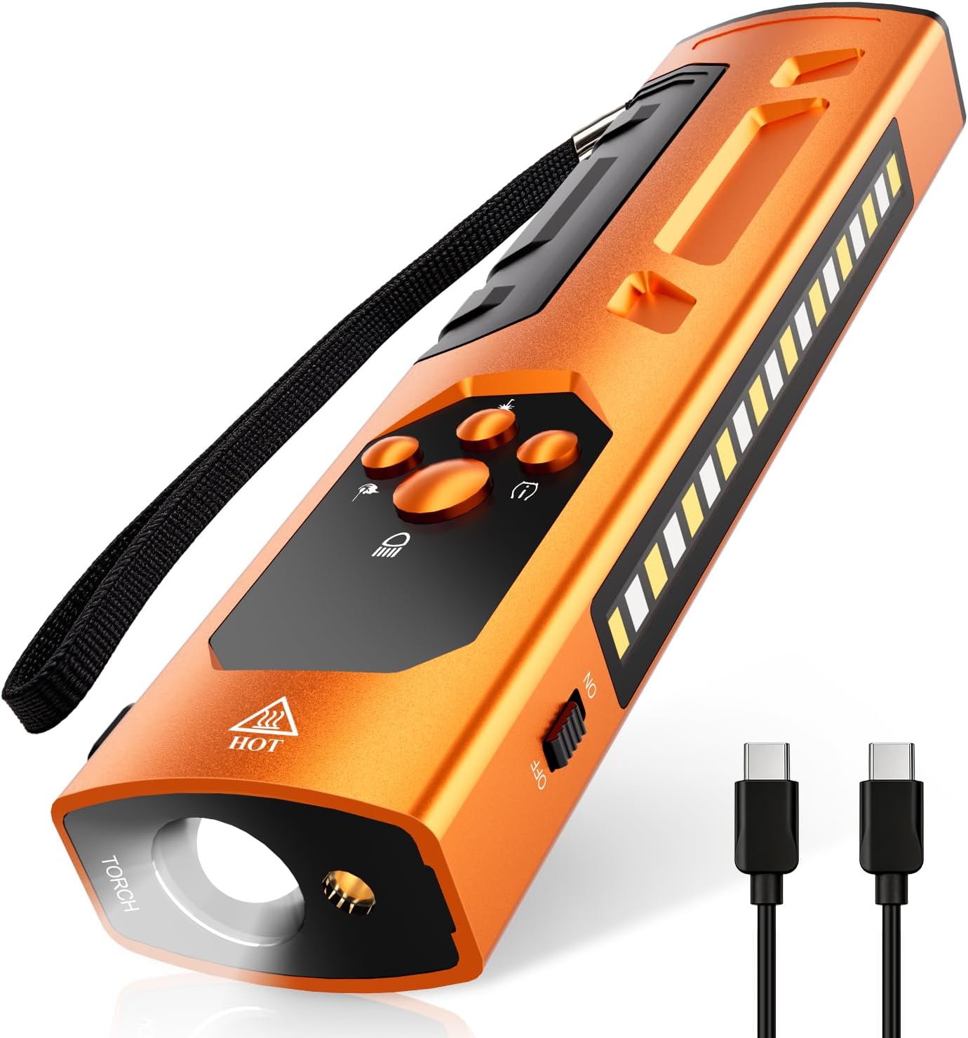 Linterna EDC recargable con haz rojo y base magnética modos RGB