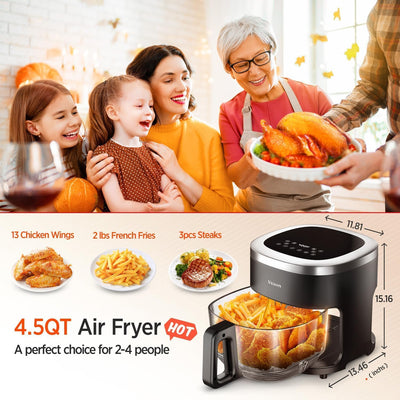 Freidora Aire 4.5qt 1200W cocina compacta con pantalla tactil
