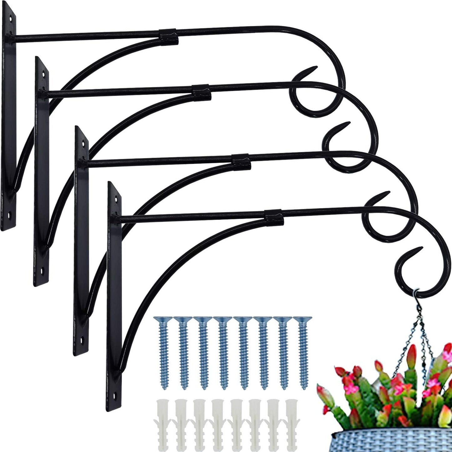 4 Soportes colgantes plantas 10x6pulg metal