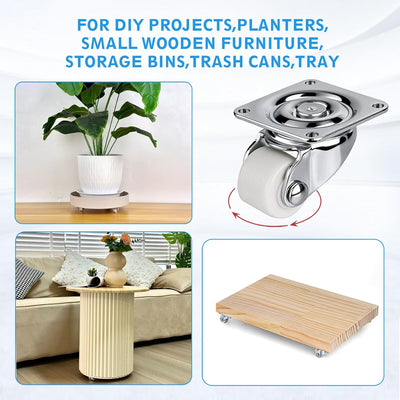 16 Pzas Ruedas Caster 0.6pulg Bajo para Muebles y Cocina