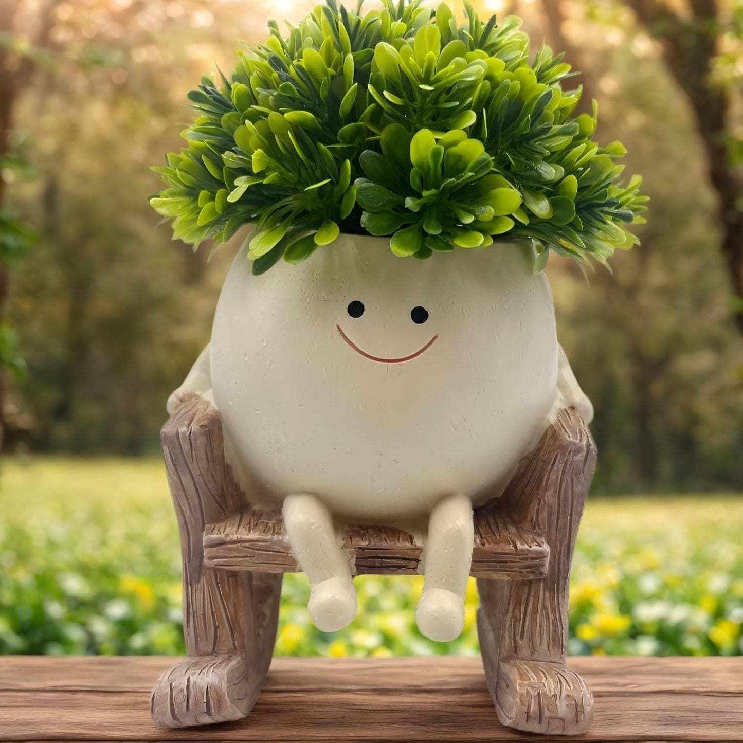 Plantas falsas doble uso cara sonriente baño cocina