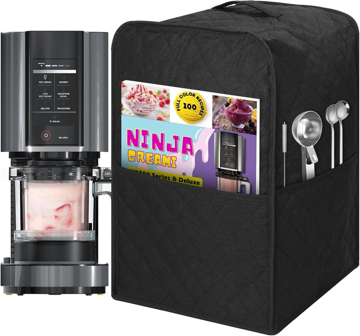 Funda para máquina helados comp Ninja CREAMi 600D impermeable negro