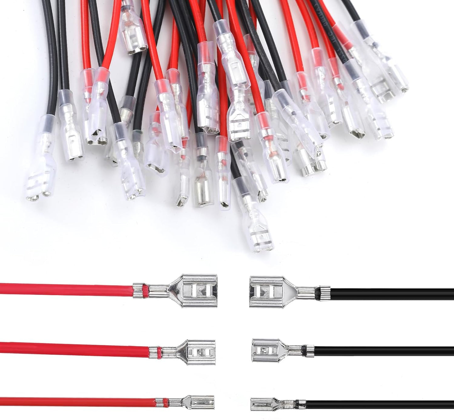30 Conectores Altavoz 0.110-0.248pulg Rojo Negro Surtido